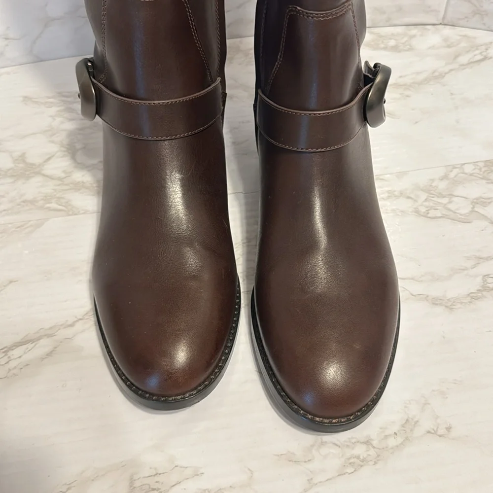 Coach ladies dark chocolate brown tall Brynn Riding leather Boots size 10 B - Picture 5 of 13
